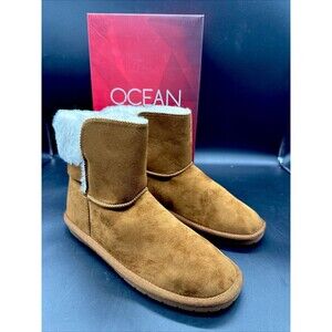 Ocean & Coast Krista Boots in Chestnut Micro Shearling SZ 8 NEW‎ In Box